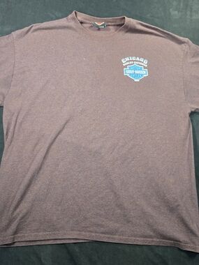 Harley-Davidson Brown Short-Sleeve Tee with Blue Chest Logo